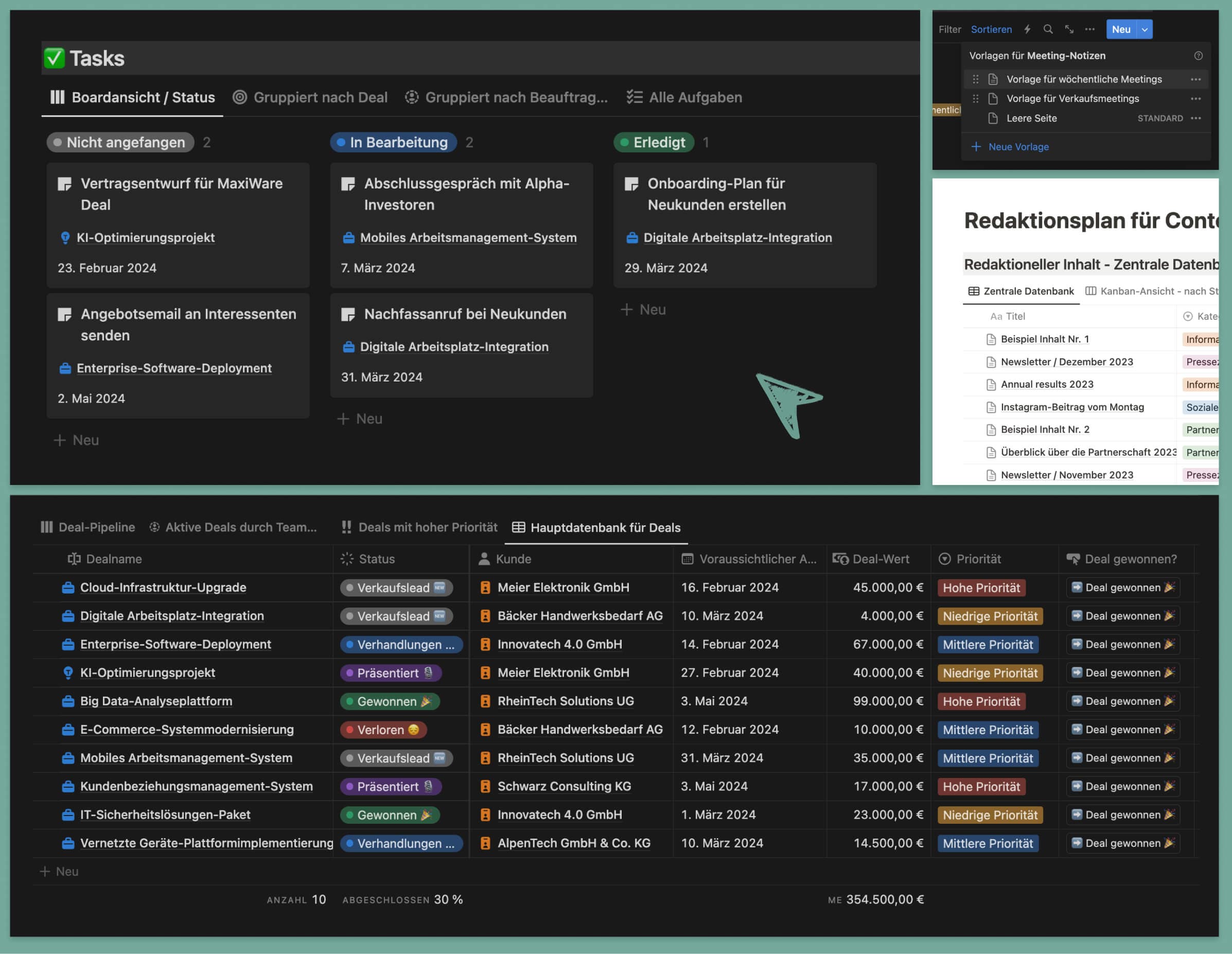 Notion-Schnittstelle auf Deutsch