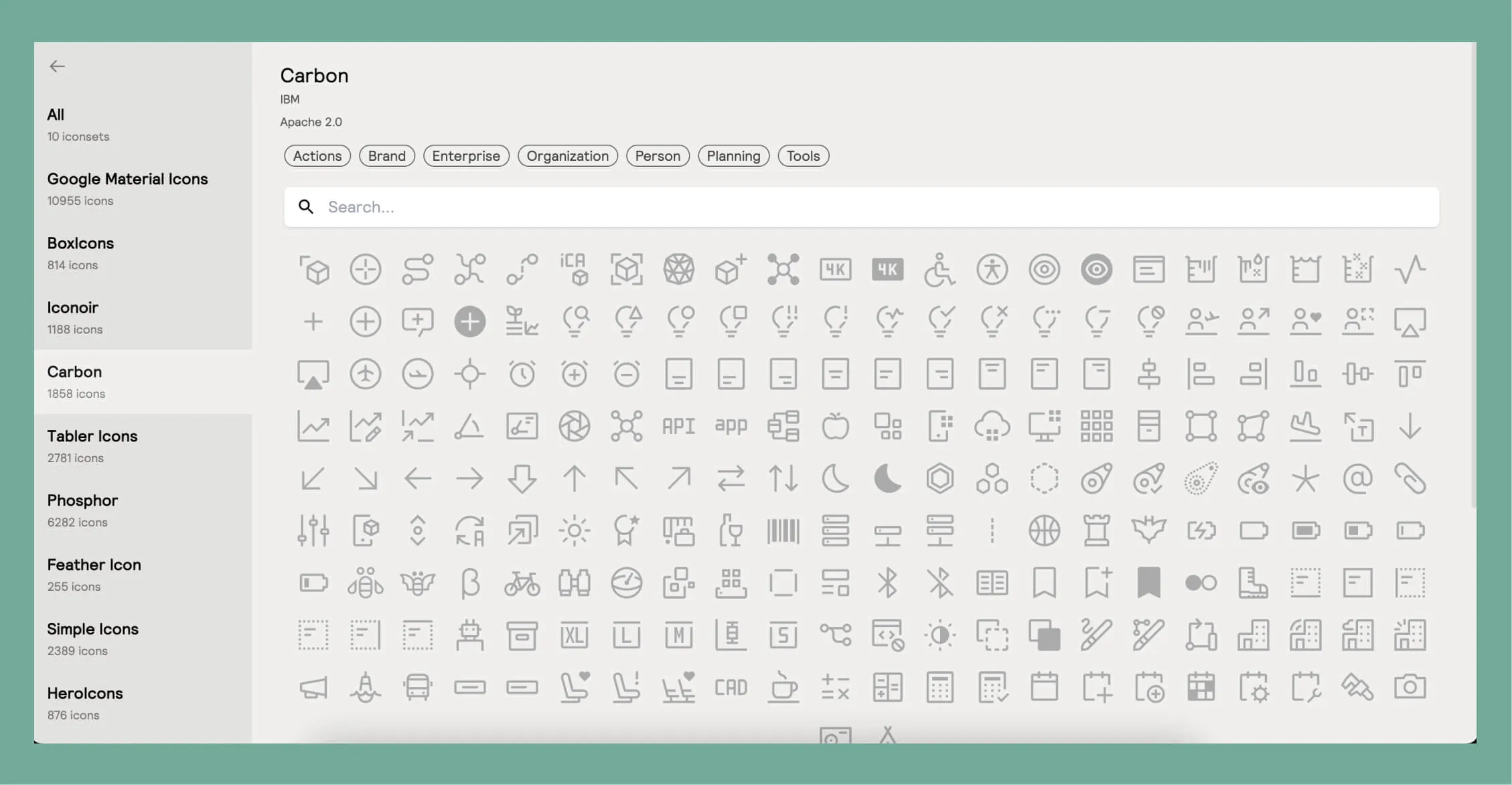 Anzeige verschiedener in der Relume Icon Library verfügbarer Icons