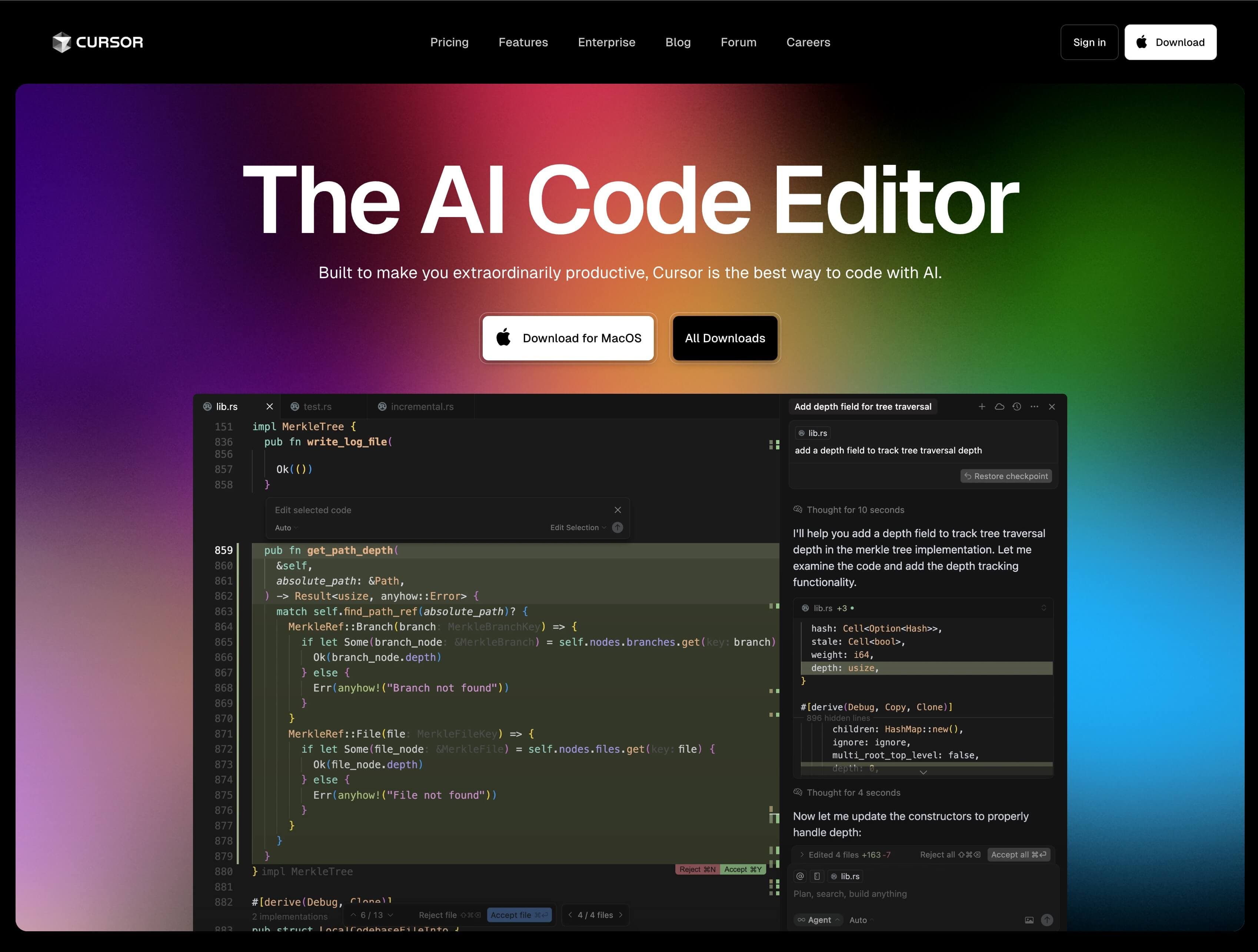 Cursor Website Screenshot